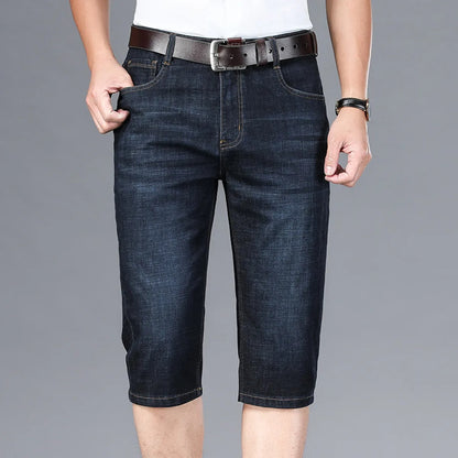 Bermudas para hombre de mezclilla elástica corte recto estilo casual - Raul