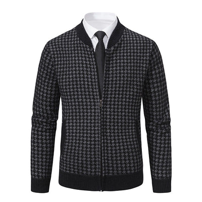Cárdigan hombre cremallera patrón pata de gallo elegante casual - Søren