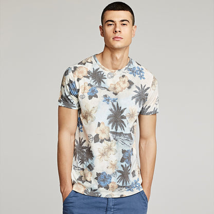 Camiseta para hombre con manga corta estampado floral estilo casual - Mateo