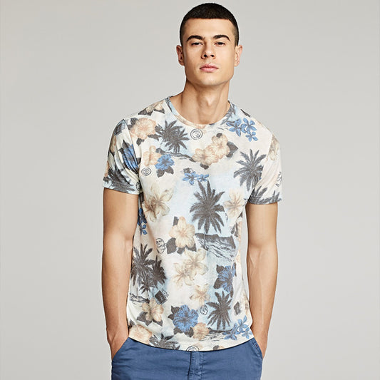 Camiseta para hombre con manga corta estampado floral estilo casual - Mateo