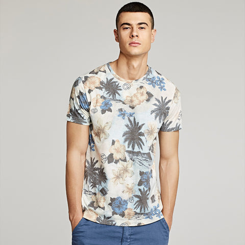 Camiseta para hombre con manga corta estampado floral estilo casual - Mateo