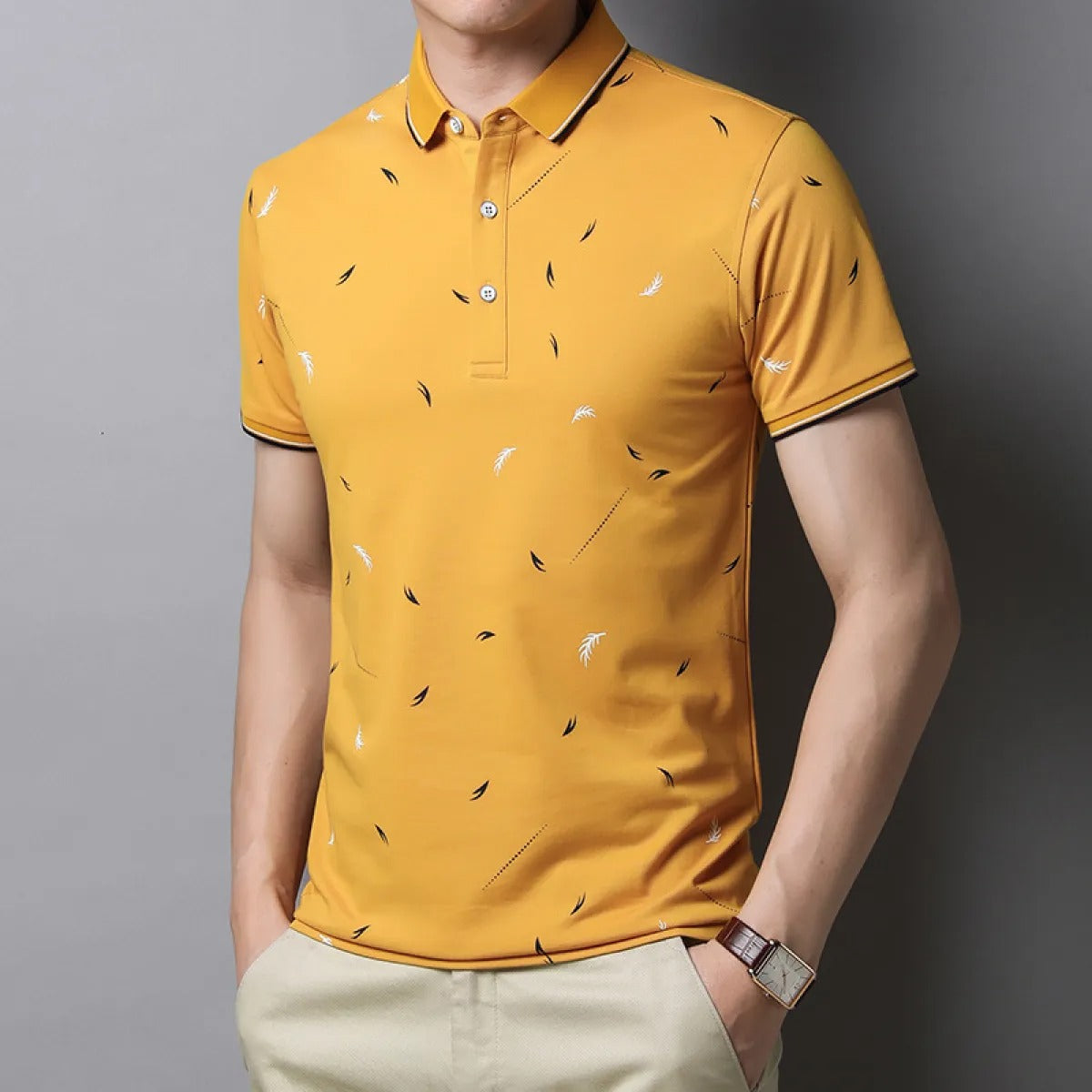 Polo para hombre de algodón estampado ligero corte slim - Mateo