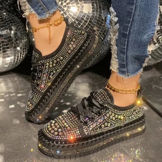 Zapatillas para mujer con pedrería sintética estilo plataforma casual - Lidia