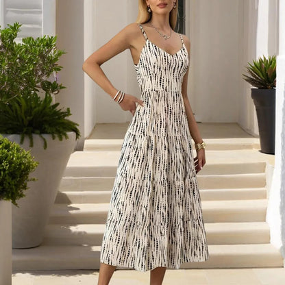 Vestido midi tirantes finos estampado - Noelia