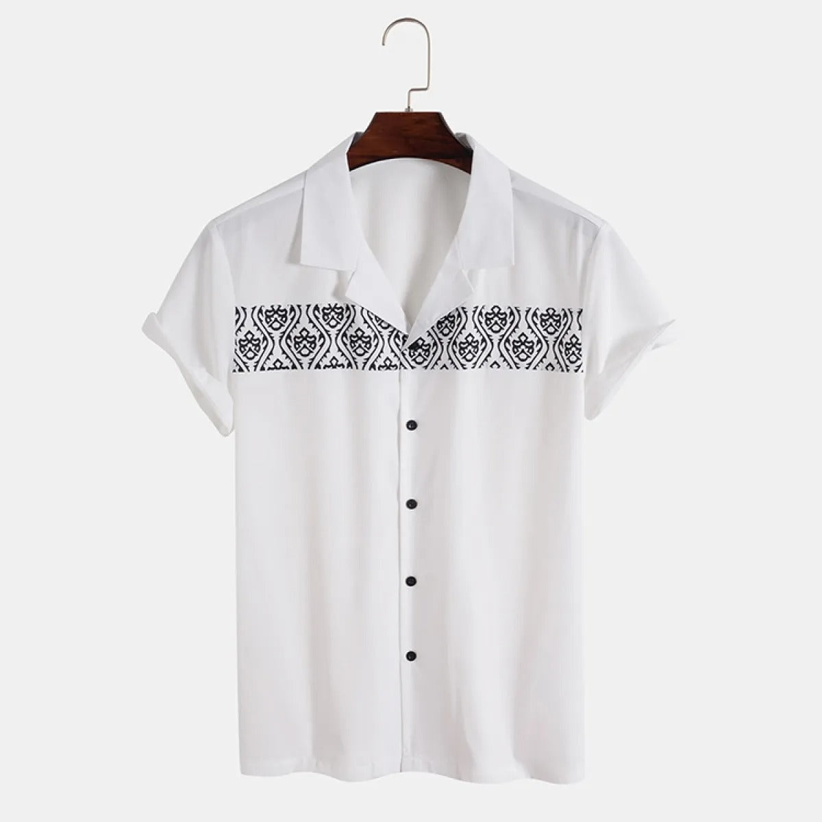 Camisa casual para hombre de manga corta con bordado geométrico - Sven