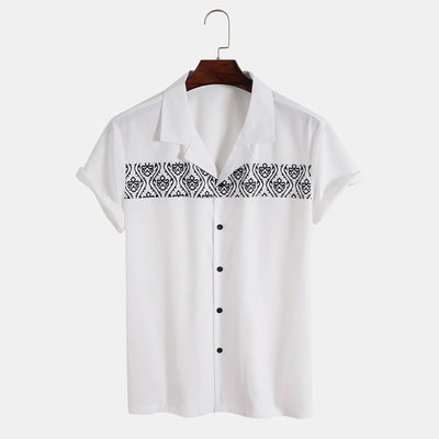 Camisa casual para hombre de manga corta con bordado geométrico - Sven