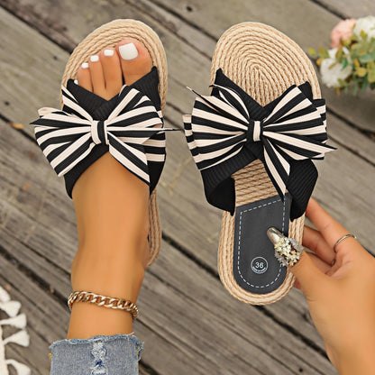 Sandalias para mujer con lazo grande y suela de yute - Lana