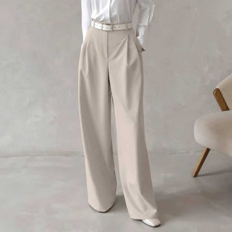 Pantalón para mujer de pierna ancha talle alto estilo sastrero - Renata
