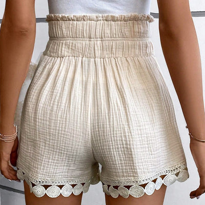 Shorts mujer tiro alto algodón con encaje decorativo - Arlette
