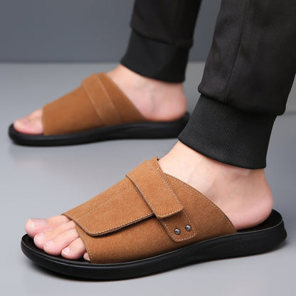 Sandalias para hombre de piel serraje diseño abierto con tira ancha - Jose