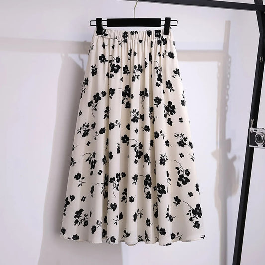 Falda midi para mujer de gasa estampado floral corte fluido - Renata