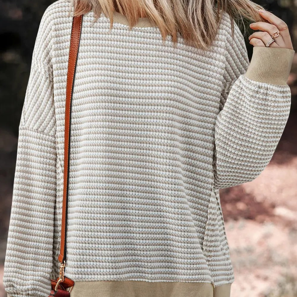 Sudadera mujer texturizada de rayas con puños elásticos - Elina