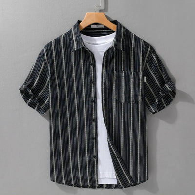 Camisa casual para hombre de manga corta lino a rayas - Gaël