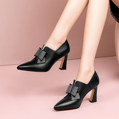 Zapatos de tacón para mujer lazo decorativo estilo elegante - Clara