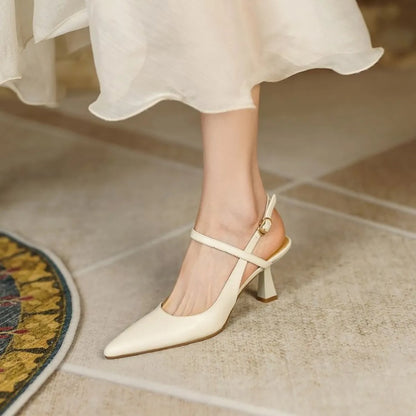 Sandalias de tacón medio para mujer diseño cruzado punta afilada - Estelle