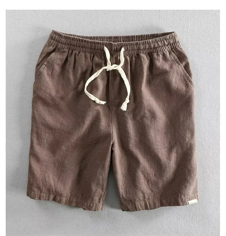 Pantalones cortos hombre lino ajuste holgado con cordón - Tobias