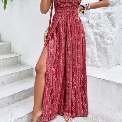 Mono largo mujer escote palabra de honor estilo bohemio estampado - Jhoana