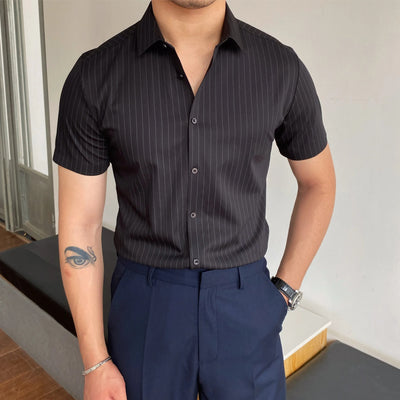 Camisa hombre manga corta rayas entallada formal - Isandro
