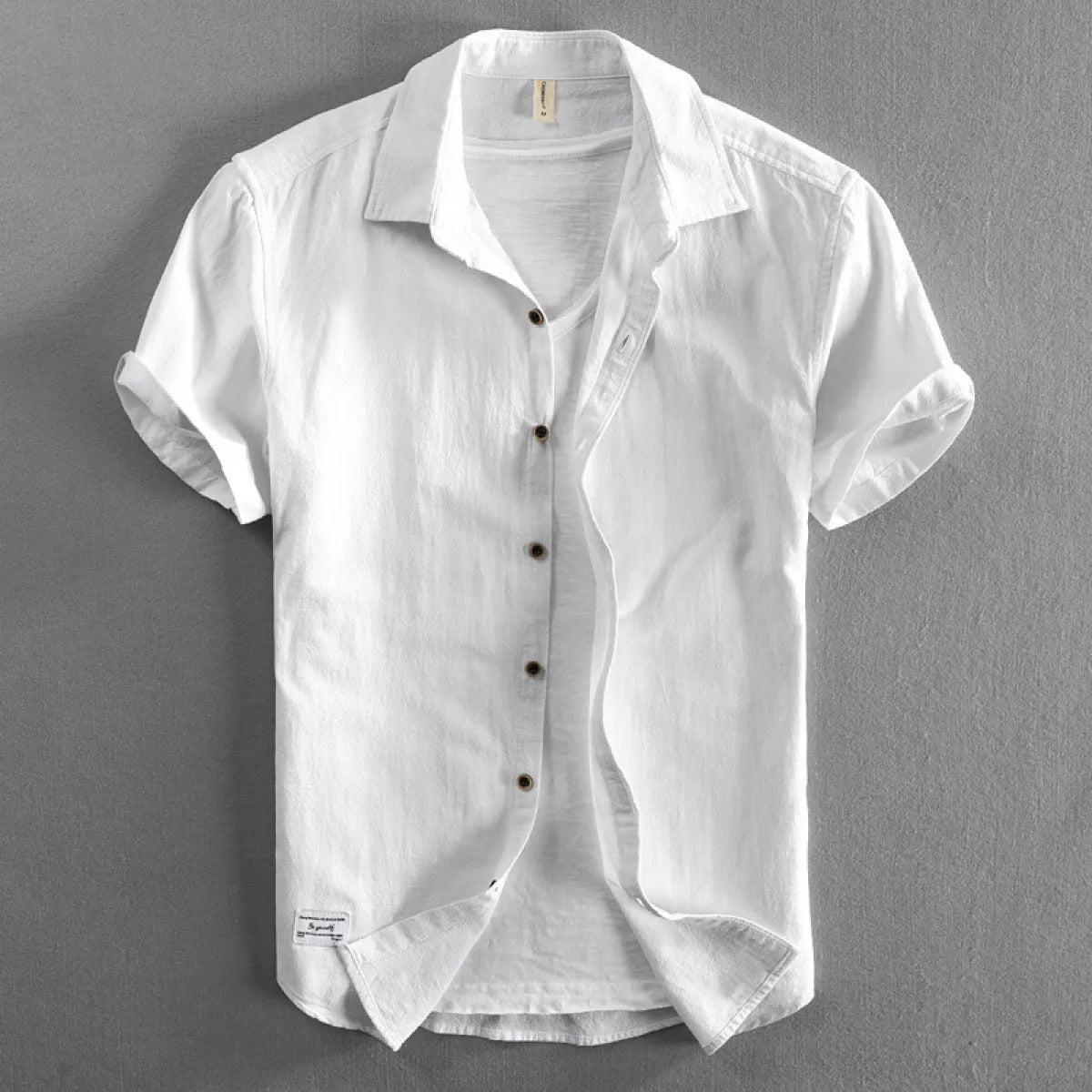 Camisa casual para hombre de lino estilo relajado de manga corta - Roberto