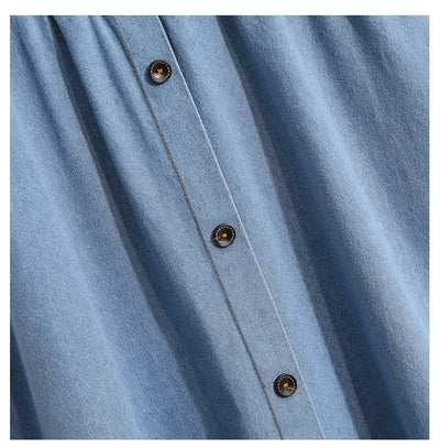 Falda midi para mujer denim cintura elástica con botones - Renata