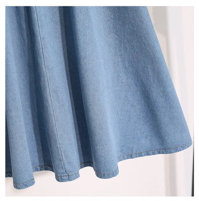 Falda midi para mujer denim cintura elástica con botones - Renata