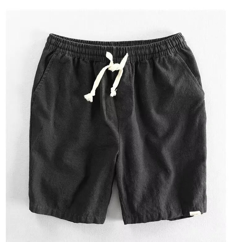 Pantalones cortos hombre lino ajuste holgado con cordón - Tobias