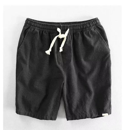 Pantalones cortos hombre lino ajuste holgado con cordón - Tobias
