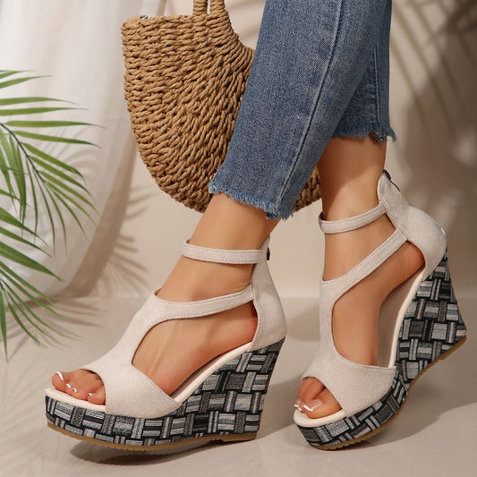 Sandalias para mujer ante diseño envolvente cuña alta - Yseult