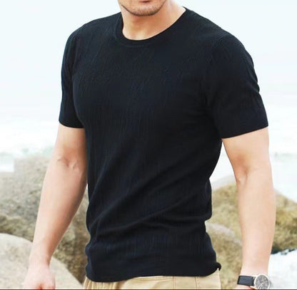 Camiseta entallada de punto fino para hombre - Einar