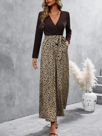 Mono para mujer de escote cruzado con pantalón palazzo estampado - Pamela