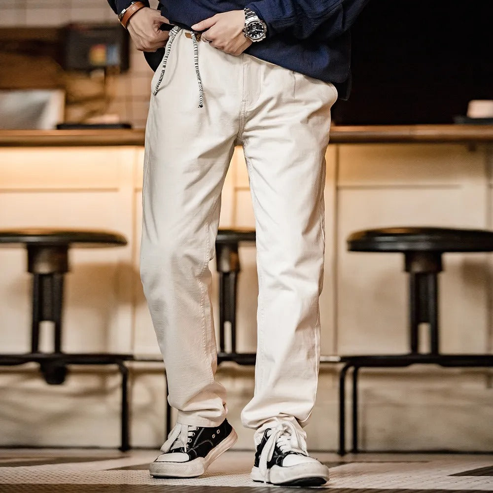 Pantalones hombre algodón casual con cordón - Hilario