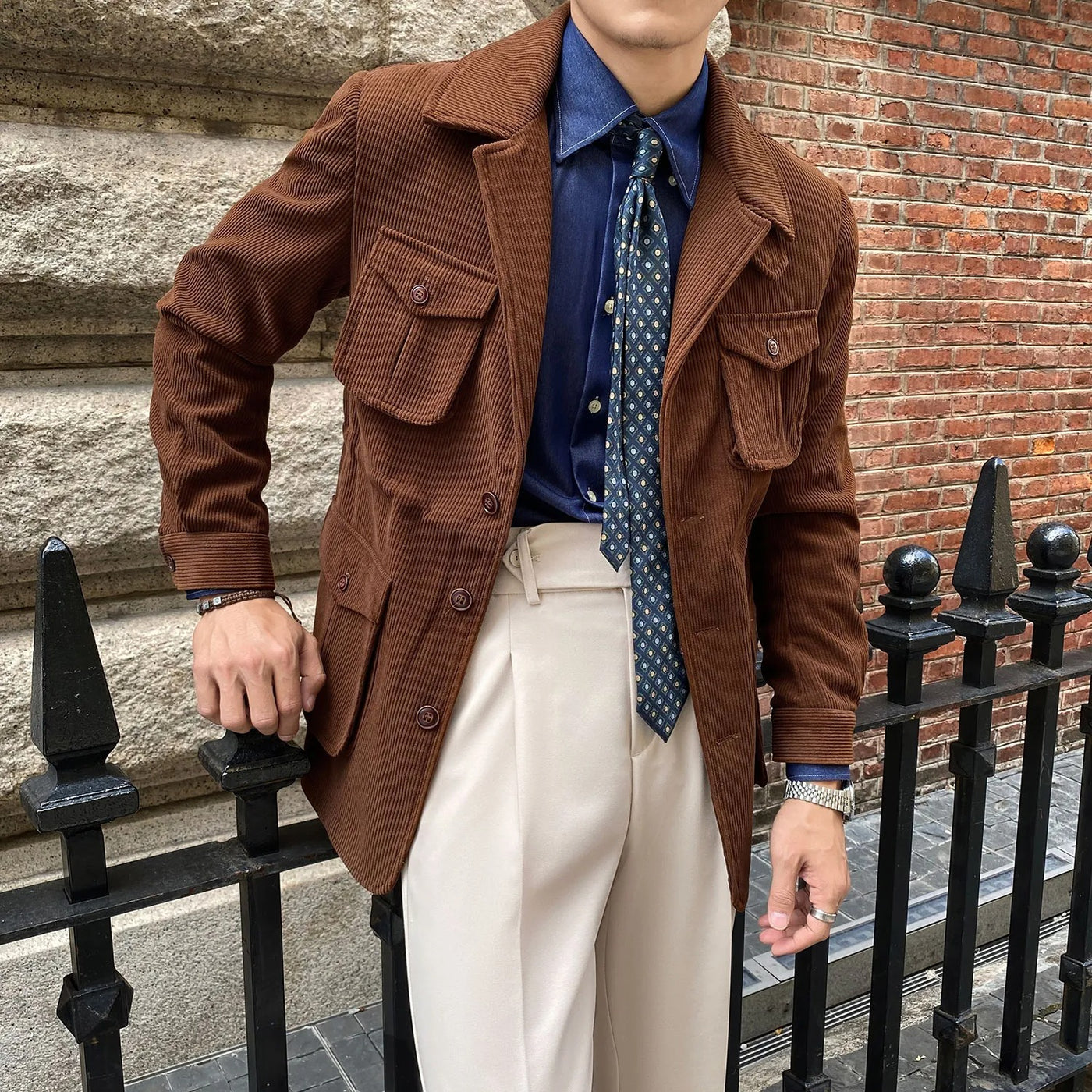 Americana hombre pana bolsillos utilitarios corte clásico - Dino