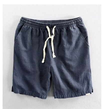 Pantalones cortos hombre lino ajuste holgado con cordón - Tobias