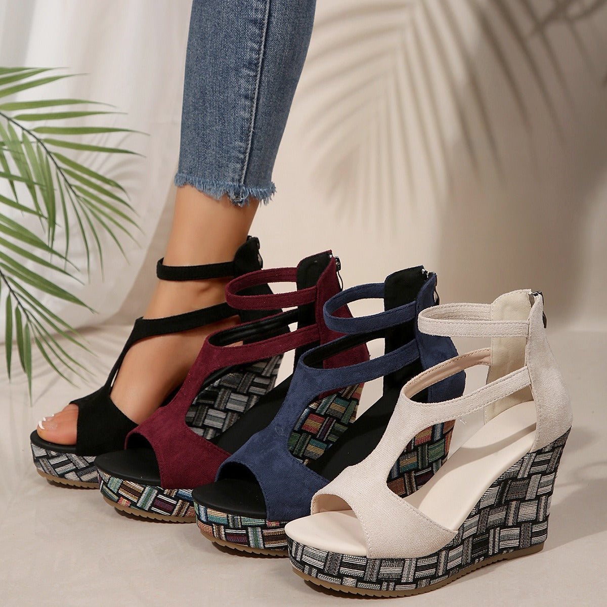Sandalias para mujer ante diseño envolvente cuña alta - Yseult