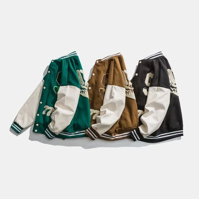 Chaqueta varsity hombre estilo universitario con parches bordados - Leo
