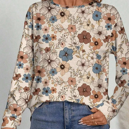 Blusa casual de manga larga estampado floral – Lorine