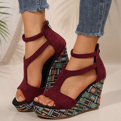 Sandalias para mujer ante diseño envolvente cuña alta - Yseult