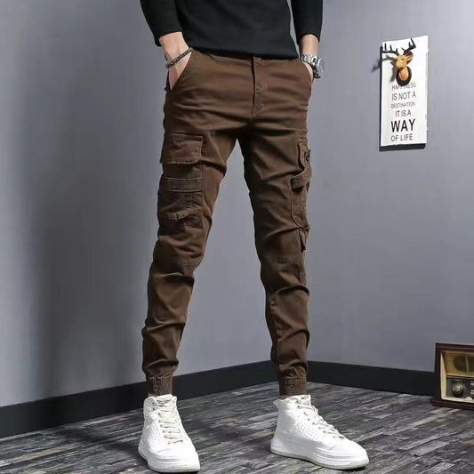 Pantalón cargo hombre algodón slim fit bolsillos laterales - Marius