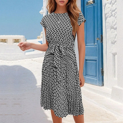 Vestido midi para mujer estampado geométrico estilo fluido - Camila