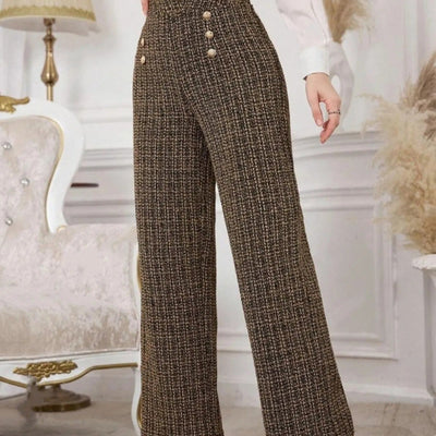 Pantalón mujer tweed tiro alto botones decorativos – Noémie