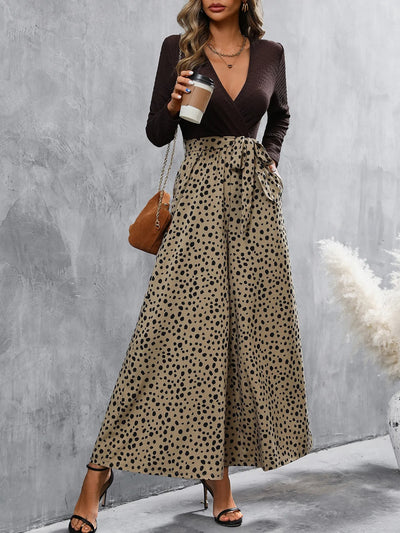 Mono para mujer de escote cruzado con pantalón palazzo estampado - Pamela