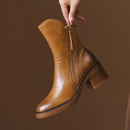 Botines mujer plataforma alta cremallera lateral estilo moderno - Grega