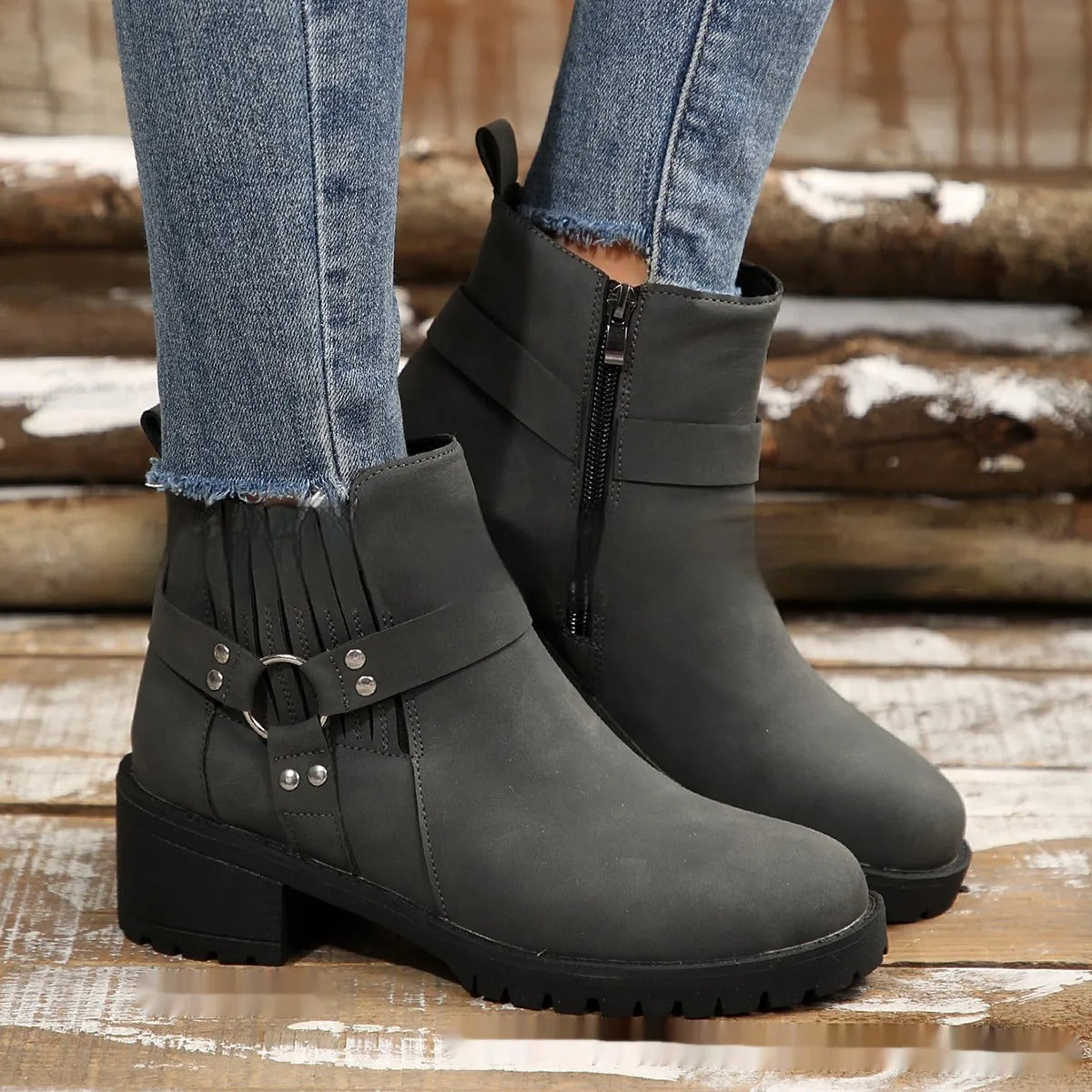 Botines mujer tacón medio con hebilla - Narella