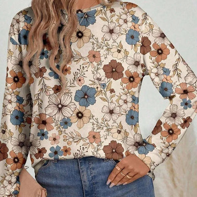 Blusa casual de manga larga estampado floral – Lorine