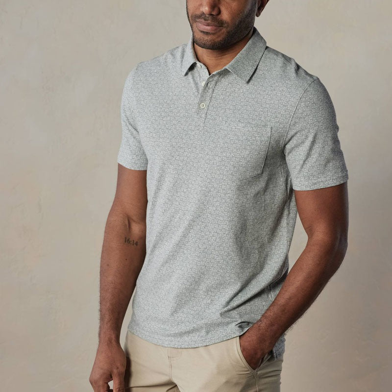 Polo para hombre de tejido ligero con microestampado geométrico - Bruno
