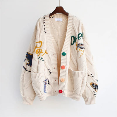Cárdigan mujer punto grueso bordado estilo oversized - Roxane