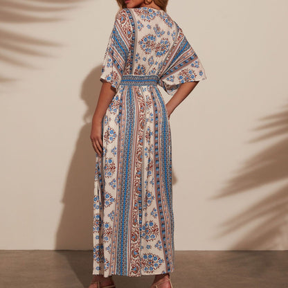 Vestido para mujer bohemio con escote en V manga kimono - Yara