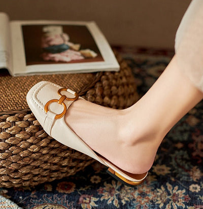 Mule plana para mujer sintética adorno metálico estilo elegante - Thalia