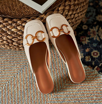 Mule plana para mujer sintética adorno metálico estilo elegante - Thalia