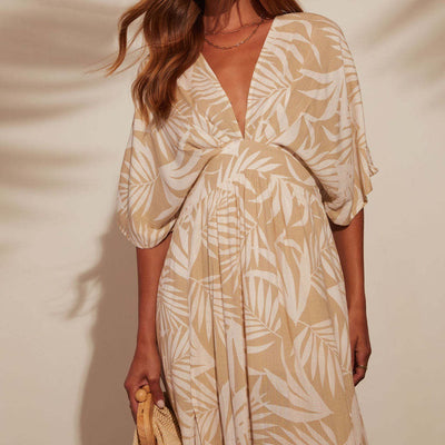 Vestido para mujer bohemio con escote en V manga kimono - Yara